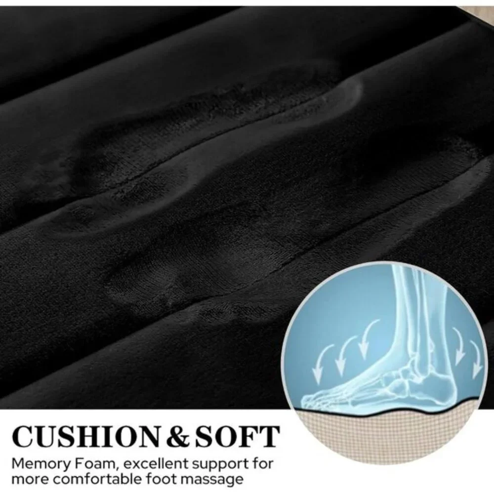 New 3-Piece Black Memory Foam Bath Rug Set, Non-Slip, Soft, Absorbent, Washable